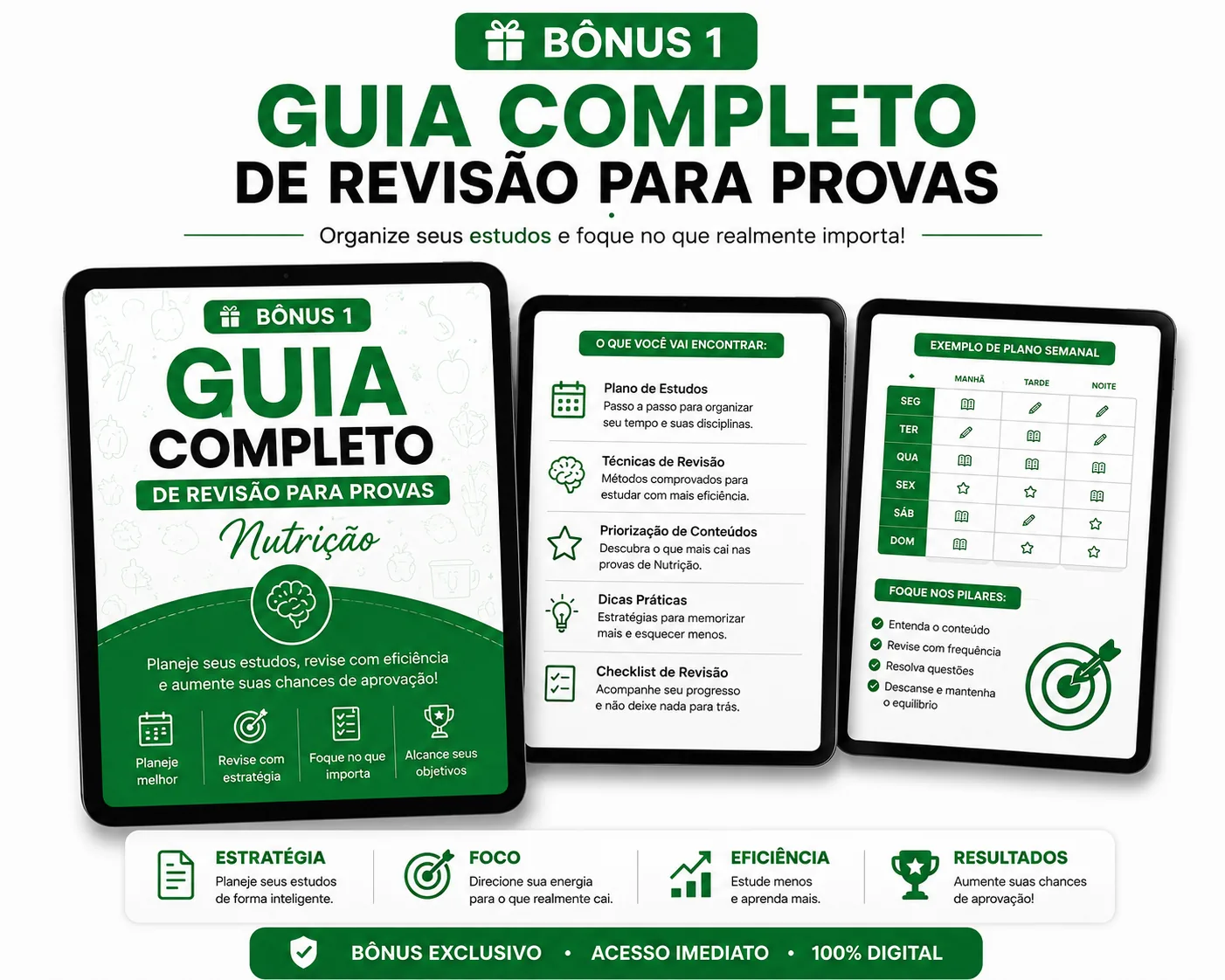 Mockup do Guia Completo de Revisão para Provas