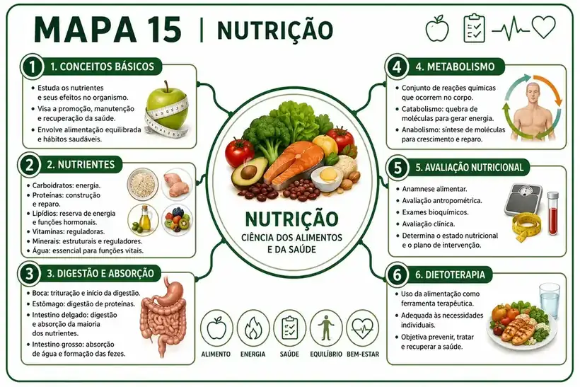 Mapa mental de Nutrição — Visão Geral