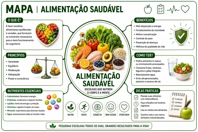 Mapa mental de Alimentação Saudável