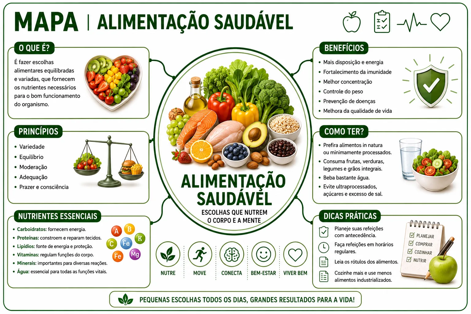 Mapa mental de Alimentação Saudável